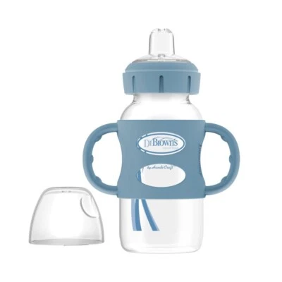 DR. BROWN’S Dr Brown's Milestones™ Sippy Spout Bottle Silicone Handles Blue 270ml BPA free