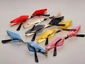 Triangle Wing Edge randlose schmale Katzenaugen-Sonnenbrille trendige Sonnenbrille - Bild 1 von 18