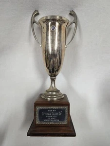 1969 22" Loving Cup Style Trophy Raleigh North Carolina Civitan Club Wood Base - Picture 1 of 7