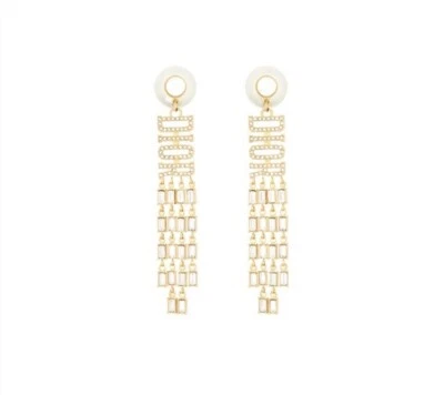 Pendientes Christian Dior Tribales Araña Cristal Oro Perlas Perla Foto 1 de 4