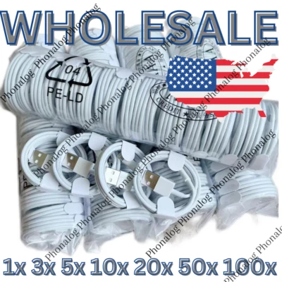 USB Charger Cable Cord For Apple iPhone 5 6 7 8 XR 11 12 13 14 Pro Max Wholesale - Image 1 of 4