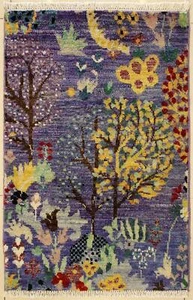 Rugstc 2x3 Senneh Chobi Ziegler Purple Area Rug,Natural dye, Hand-Knotted,Wool - Picture 1 of 5