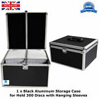 1 x Black Media Storage Case for 300 Discs Aluminum Look with Hanging Sleeves