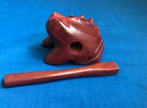 3" x 2" MINI FROG RECO RECO HANDMADE IN PAU-BRASIL NATURAL BRAZILIAN WOOD  - Picture 1 of 5