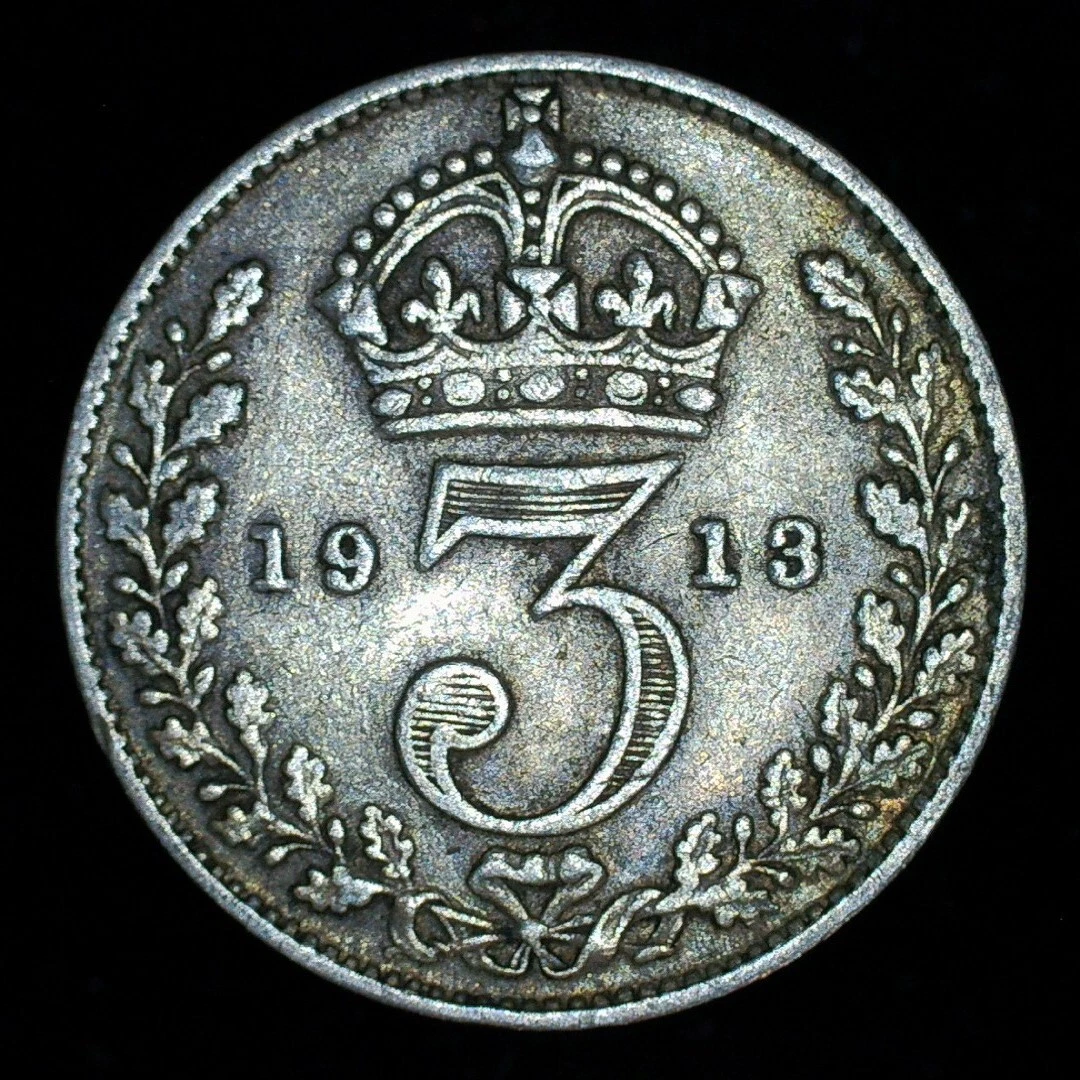 Silber Münzen 1 Unze The Royal Mint Coins For Collectors – Umlauf 1919  British Silver Threepence / 3D / Threepenny Bit Coin / Großbritannien  Fürstengeld Fiatgeld Bitcoin