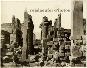Egipto, Karnak, templo y obelisco de Zangaki, foto original, aprox. 1900 - Imagen 1 de 1