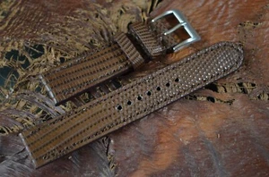 UHRENARMBAND 22 20 18 MM KAFFEE BRAUN ECHT ECHSE MA STRAP HANDMADE BAND - Picture 1 of 12