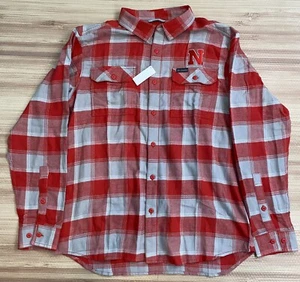 Columbia Nebraska Cornhuskers Flannel Shirt Size Large Men Red Gray Football - Picture 1 of 7