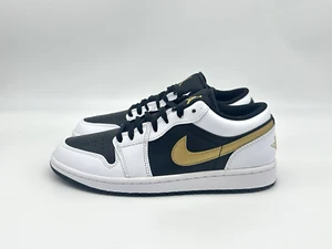 Nike Air Jordan 1 Zapatos Bajos Para Hombre Talla 8.5 Blanco Metálico Dorado Negro 553558-172 - Imagen 1 de 11