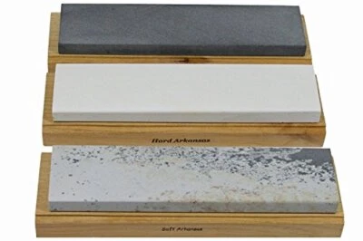 Sharpening Stone Set - Wood Mounted 8" - Image 1 of 4