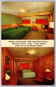 Belmont Motel Skowhegan Maine ME TV in Room Interior View Multiview Postcard B30 - Picture 1 of 2