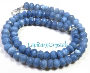 Bella Collana Gemme Perline Rondelle Sfaccettate Blu Naturale Opale Sfaccettata 7,5 mm 16 - Foto 1 di 8