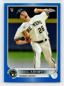 2022 Topps Chrome Aaron Ashby #80 Blue Refractor/150 RC Rookie SP Brewers - Imagen 1 de 2