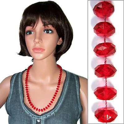 Halskette Perlenkette Kette 60cm Perlen 70er Jahre Boho Damen Schmuck Retro KV26 - Bild 1 von 3