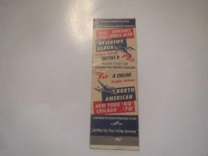 NORTH AMERICAN AIRLINES NEW YORK $80 CHICAGO $70 VINTAGE PROMO MATCHBOOK COVER - Picture 1 of 2