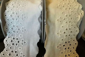 French Cotton Scalloped Floral Edging Border Heirloom Trim - by the yard 3" wide - Picture 1 of 22