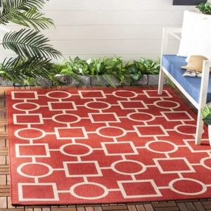 SAFAVIEH Outdoor CY6925-248 Courtyard Collection Red / Bone Rug - Picture 1 of 17