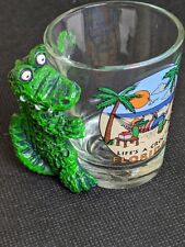 Vtg Gator Shot Glass, Florida "Life's A Croc" with Resin Crocodile 1993