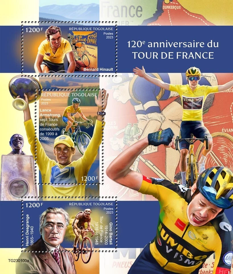 120th Anniversary of Tour de France Cycling MNH Stamps 2023 Togo M/S - Image 1 of 1