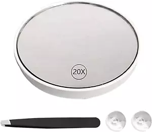 20X Magnifying Mirror and Tweezers Kit,Magnifying Makeup Mirrors with 2 Suction - Picture 1 of 9