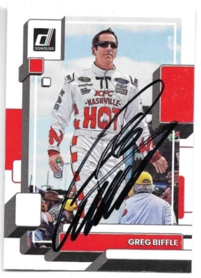GREG BIFFLE autographed 2023 DONRUSS #102 card NASCAR - Image 1 of 2