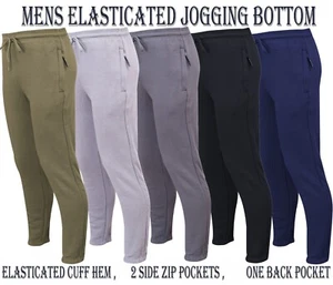 Mens Jogging Bottoms Elasticated Fleece Trouser Gym Jogger Sweatpants Zip Pocket - Picture 1 of 26