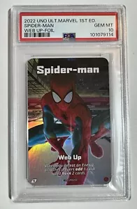 2022 Mattel Marvel Uno Ultimate Spider-Man Web Up TCG PSA 10 GEM MINT POP 2 - Picture 1 of 2