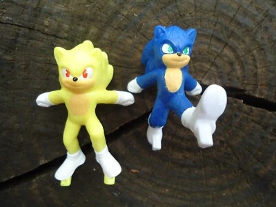 Juego de 2 figuras de juguete Sonic the Hedgehog azul amarillo película supersónica Mc Donalds Foto 1 de 4
