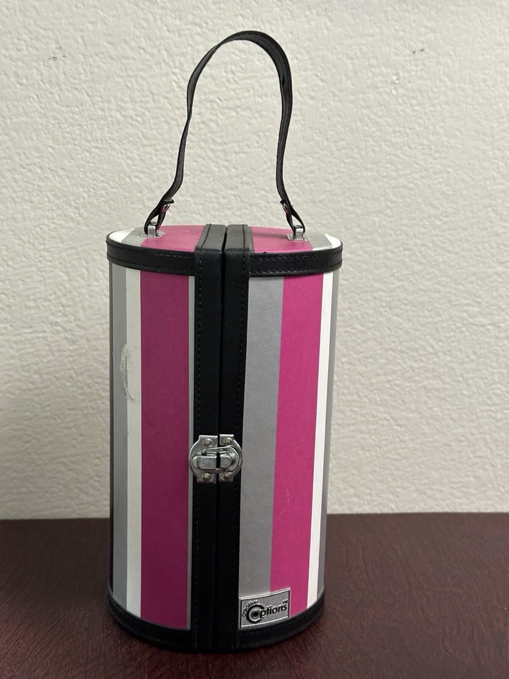 Creative Options 4 Tray Bead Tower Travel Case Storage Beading Pink Stripes - Image 1 of 4