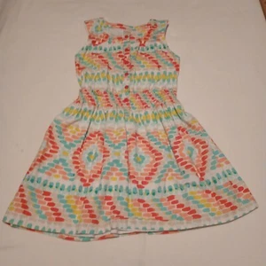 Gymboree Girls Jersey Dress Size 7 Multicolored Sleeveless Geometric Ruched LNC - Picture 1 of 11