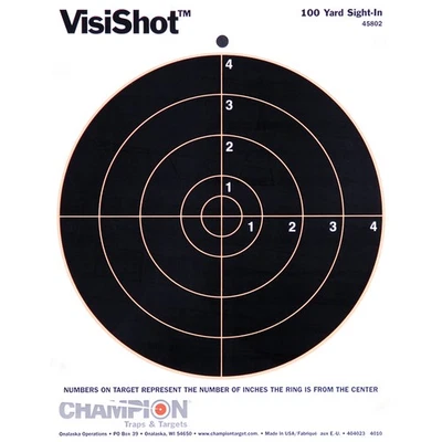 Champion Traps & Targets VisiShot Bullseye Targets 10 Pk 8.5x11 Alta Visibilidad Foto 1 de 2
