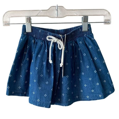 Copper Key Youth Blue Denim Mid-rise Drawstring Elastic Waist Mini Skirt Sz 4  - Image 1 of 4