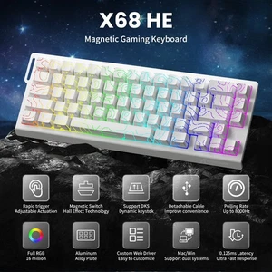 ATTACK SHARK X68 HE Tastiera da Gioco Cablata 60% Effetto Hall Interruttore Magnetico RGB - Foto 1 di 13