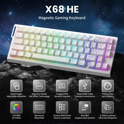 ATTACK SHARK X68 HE Wired 60% Gaming Keyboard Hall Effect Magnetic Switch RGB - Image 1 of 4
