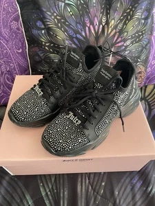 Juicy Couture Women's Chunky Lace-Up Platform Rhinestone Fashion Sneaker Black - Picture 1 of 8