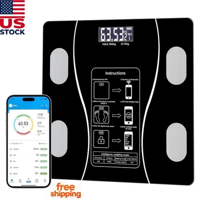 High Precision Backlit Display Digital Body Weight Scale Bluetooth Fat Scale US - Image 1 of 4