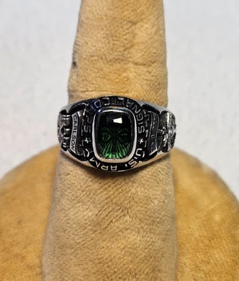 US Military Ring Green Stone US Army Signal Corps Size 8 - Image 1 of 4