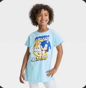 Girls' Sonic the Hedgehog Short Sleeve Graphic T-Shirt - Light Aqua Blue XL Cl50 - Picture 1 of 1