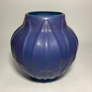 HUGE Van Briggle Colorado Springs Pottery Purple Blue Vase Philodendron Leaf - Picture 1 of 6