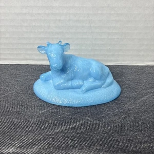 Boyd Art Glass “ Mable ” The Cow - Light Blue w White Slag Glass #122 - Picture 1 of 6