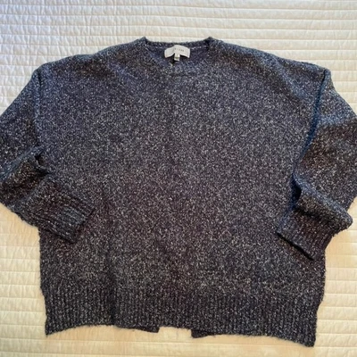 Suéter para mujer John + Jenn azul marino con cordones espalda manga larga, talla pequeña Foto 1 de 4