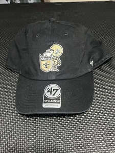 New Orleans Saints Hat Cap 47 Franchise Fitted Mens XL Black Retro Logo - Picture 1 of 3