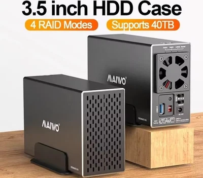 HDD Case SATA RAID Storage Enclosure Dual Bay Docking Station External Box 2.5 - Image 1 of 4