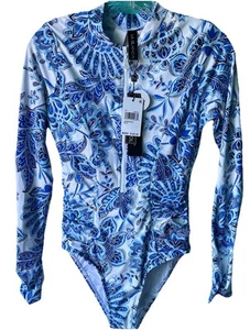 NWT LA Blanca Blue Beyond the Pacific Long Sleeve Paddlesuit One Piece Sz Xs - Picture 1 of 10