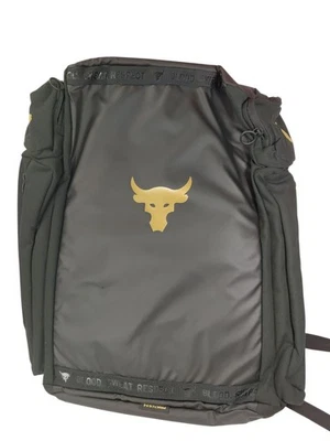 UA Under Armour Project Rock Backpack Adult Black Gold Duffle Gym Bag 1376459 - Image 1 of 4