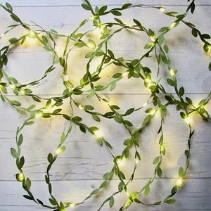 Green Leaf fairy lights battery operated. 2m to 10m sizes. Handmade to order. - Picture 1 of 14