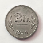 1944 WW2 Belgium 2 Francs KM133 Uncirculated