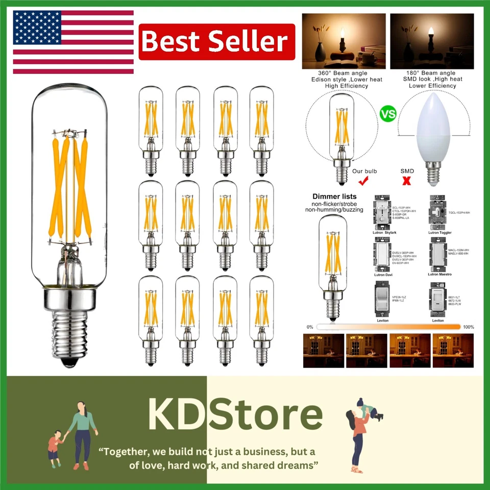 Dimmable E12 LED Bulb - 6W Warm White 2700K Vintage Edison Style Lighting - Image 1 of 4