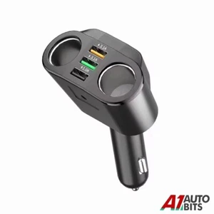 12V 24V Szybka 2-drożna rozdzielacz gniazda zapalniczki samochodowej + 3X szybka ładowarka USB - Zdjęcie 1 z 6