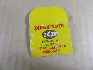 148T Vintage Dinky 24D France 1 rabat Boite Carton Origine de Plymouth Belvédère